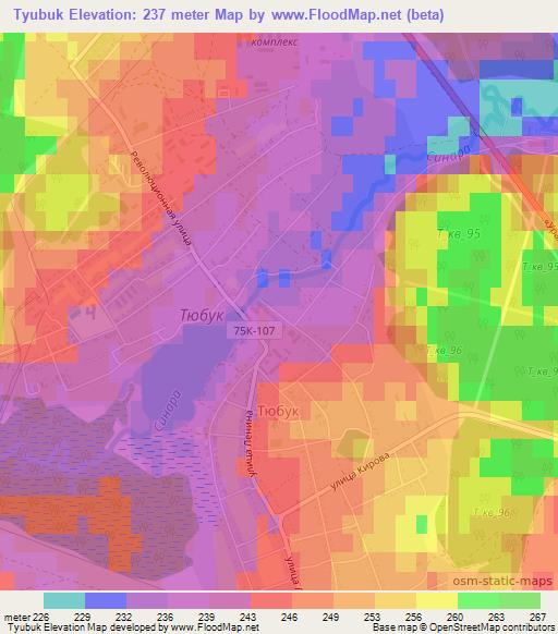 Tyubuk,Russia Elevation Map