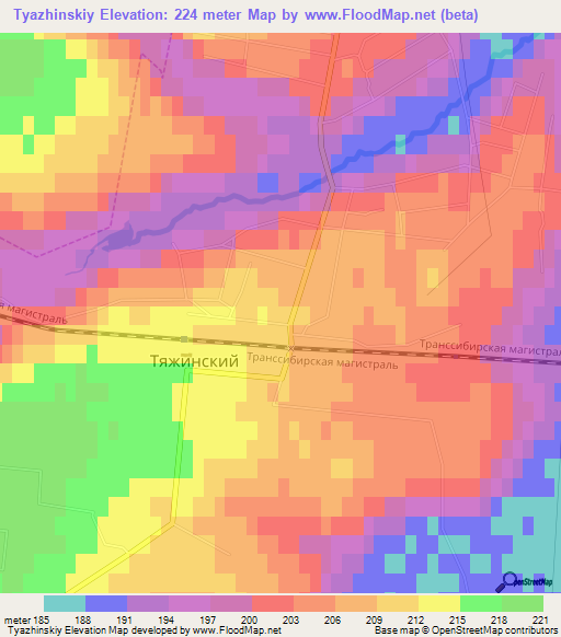 Tyazhinskiy,Russia Elevation Map