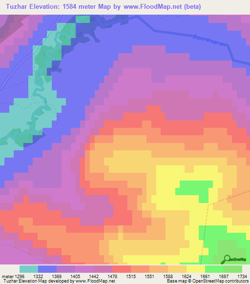 Tuzhar,Russia Elevation Map