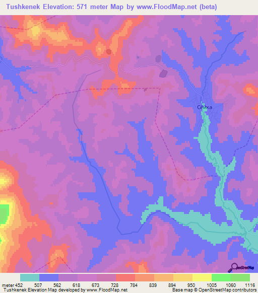 Tushkenek,Russia Elevation Map