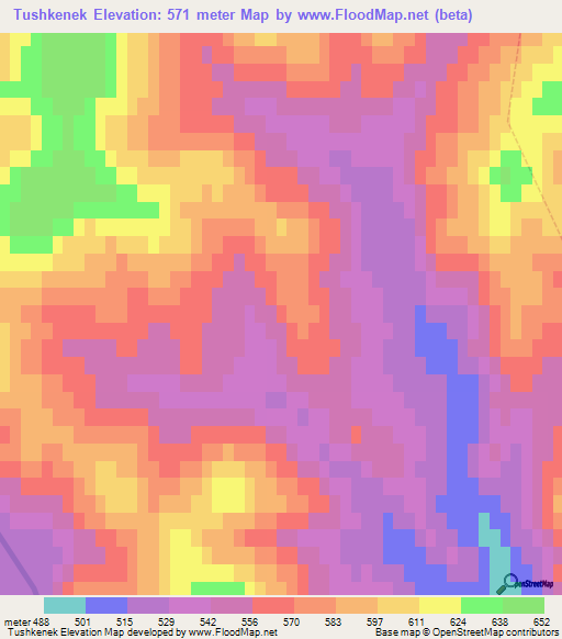 Tushkenek,Russia Elevation Map