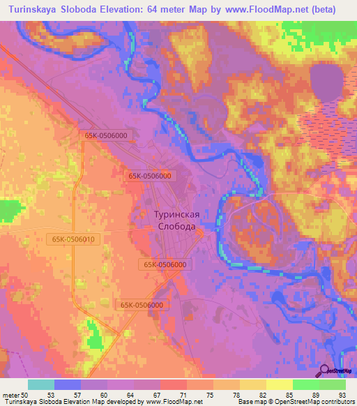 Turinskaya Sloboda,Russia Elevation Map