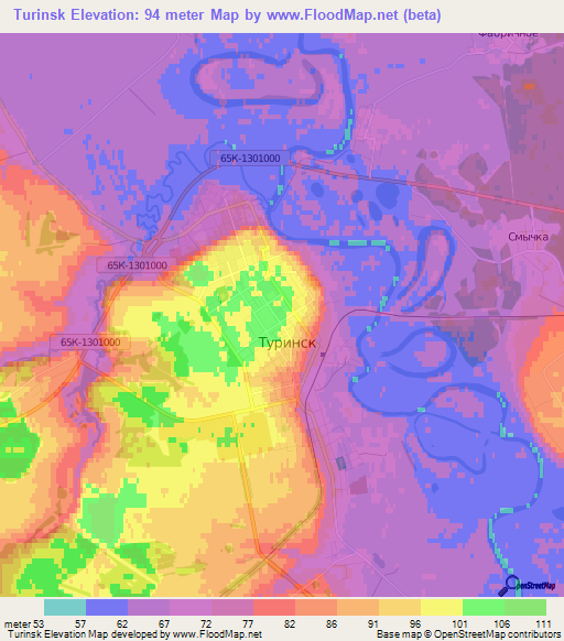 Turinsk,Russia Elevation Map