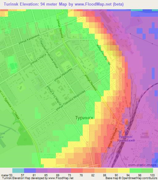 Turinsk,Russia Elevation Map