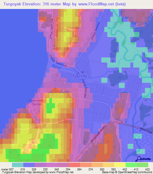 Turgoyak,Russia Elevation Map