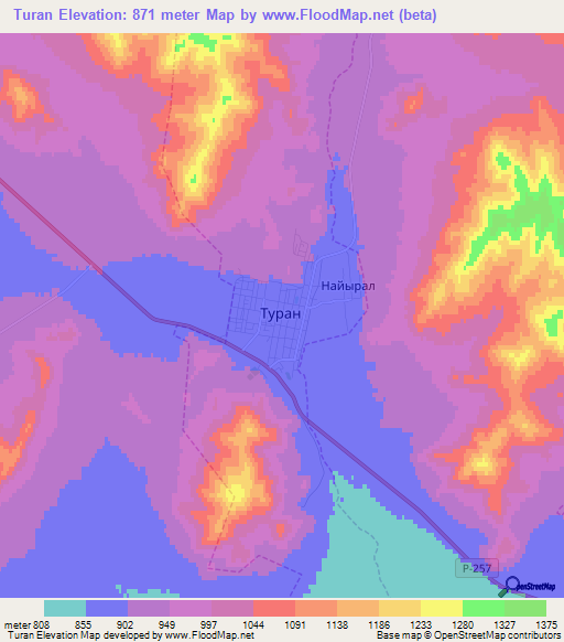 Turan,Russia Elevation Map