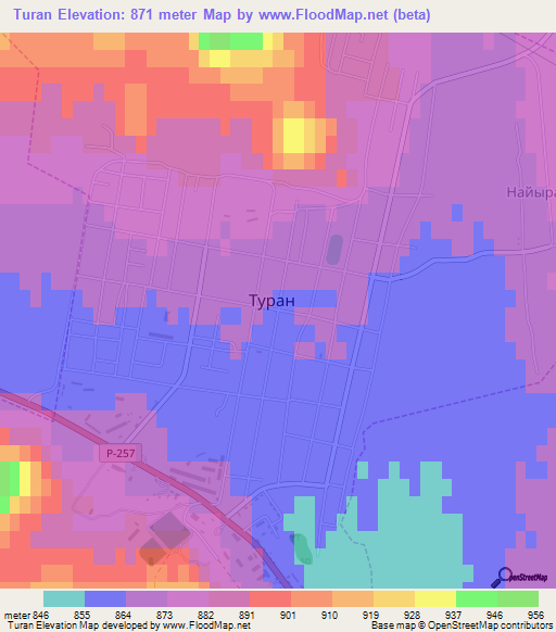 Turan,Russia Elevation Map