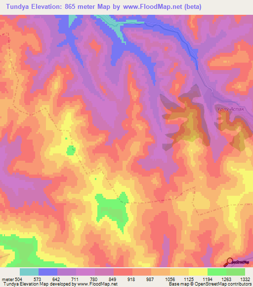 Tundya,Russia Elevation Map