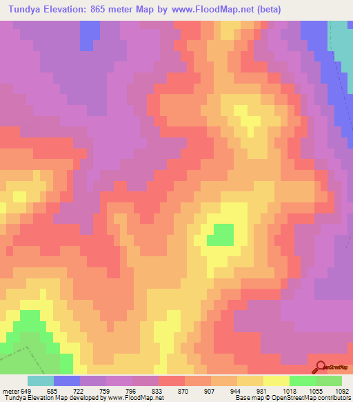 Tundya,Russia Elevation Map