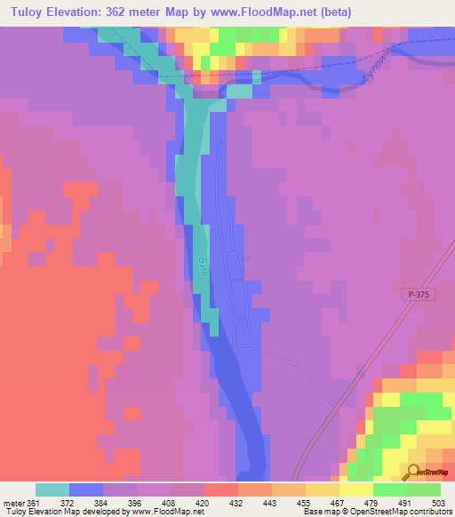 Tuloy,Russia Elevation Map