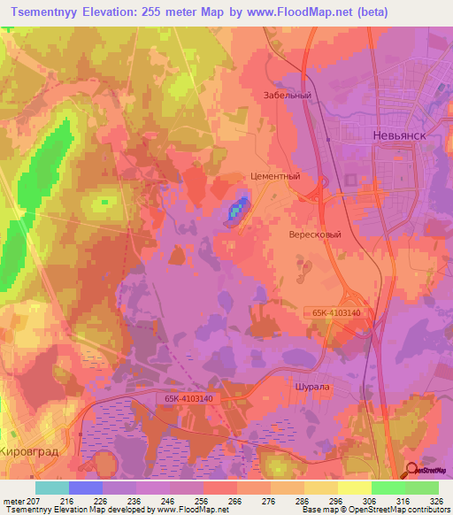 Tsementnyy,Russia Elevation Map