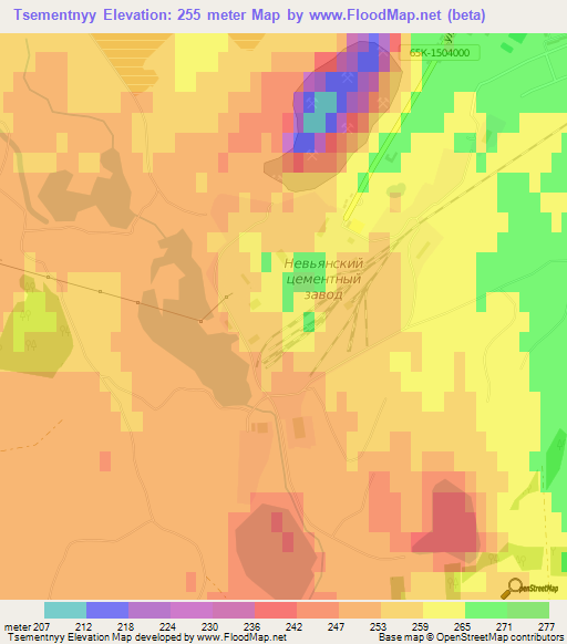 Tsementnyy,Russia Elevation Map