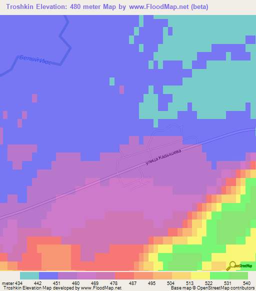 Troshkin,Russia Elevation Map