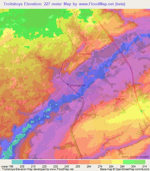 Troitskoye,Russia Elevation Map