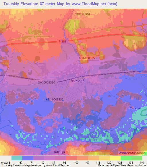 Troitskiy,Russia Elevation Map