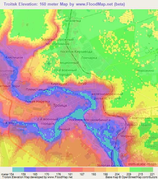 Troitsk,Russia Elevation Map