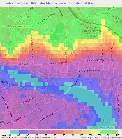 Troitsk,Russia Elevation Map