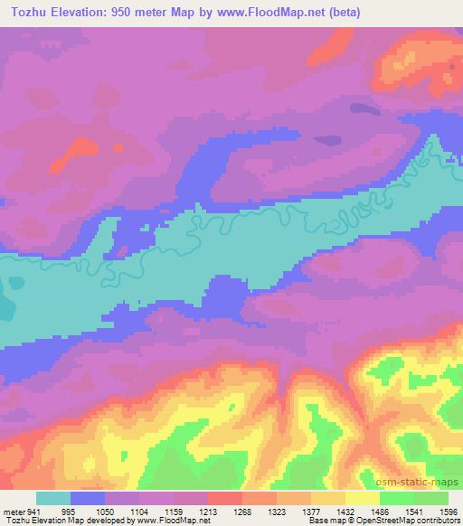 Tozhu,Russia Elevation Map