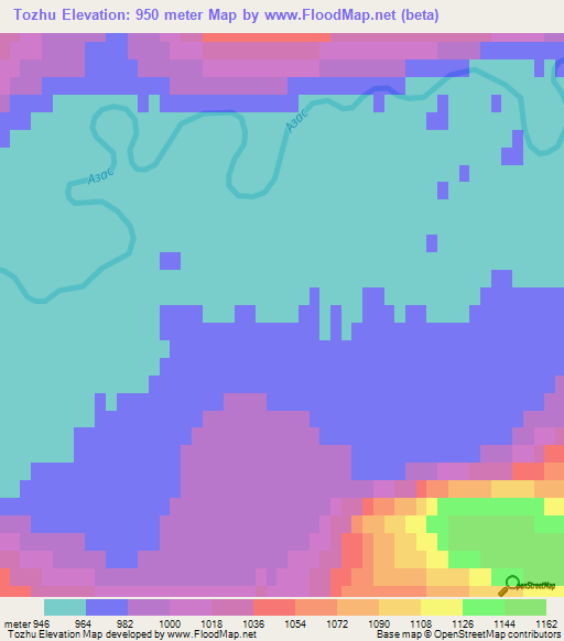 Tozhu,Russia Elevation Map