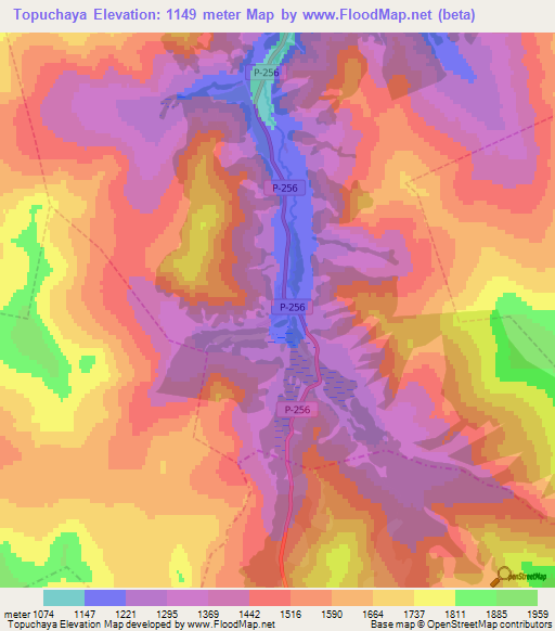 Topuchaya,Russia Elevation Map