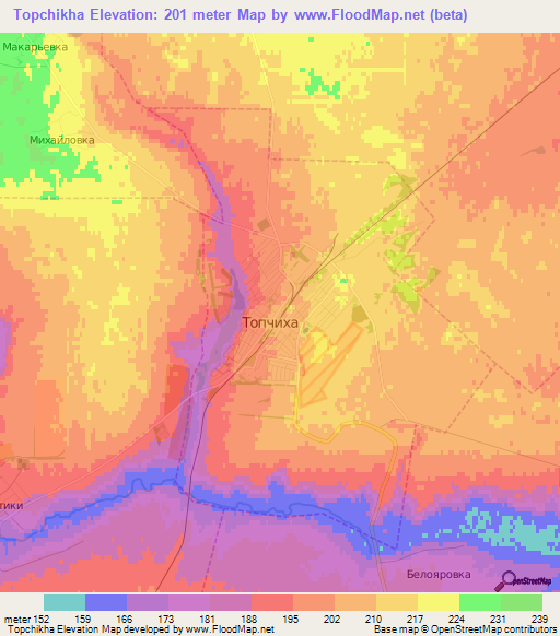 Topchikha,Russia Elevation Map