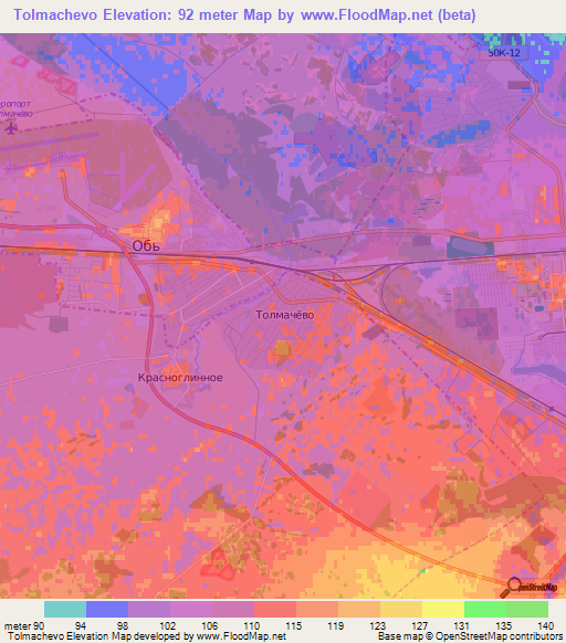 Tolmachevo,Russia Elevation Map