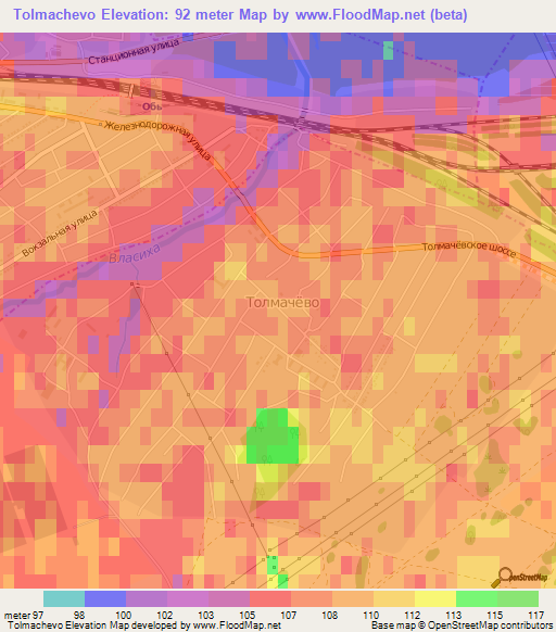 Tolmachevo,Russia Elevation Map