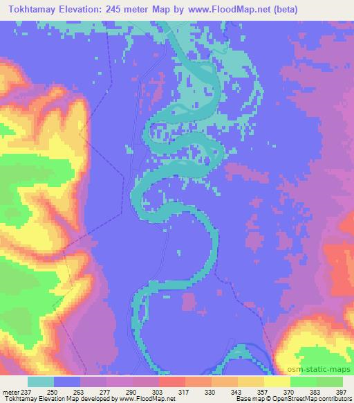 Tokhtamay,Russia Elevation Map