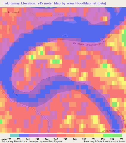 Tokhtamay,Russia Elevation Map