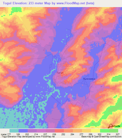 Togul,Russia Elevation Map