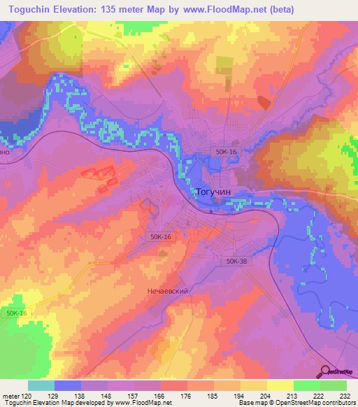 Toguchin,Russia Elevation Map