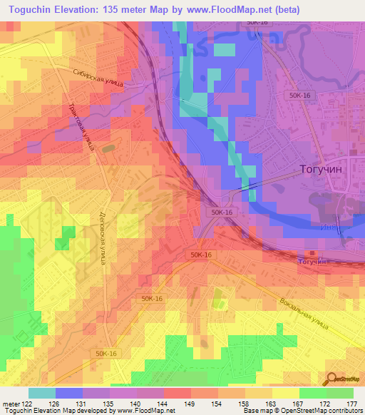 Toguchin,Russia Elevation Map