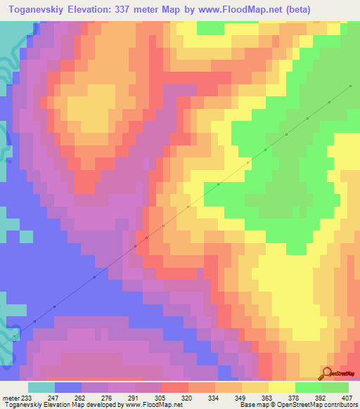 Toganevskiy,Russia Elevation Map