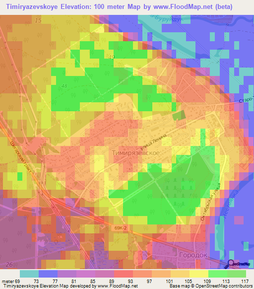 Timiryazevskoye,Russia Elevation Map