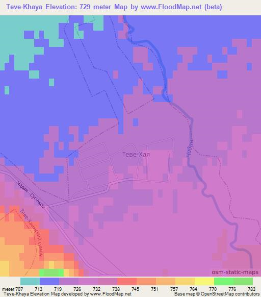 Teve-Khaya,Russia Elevation Map