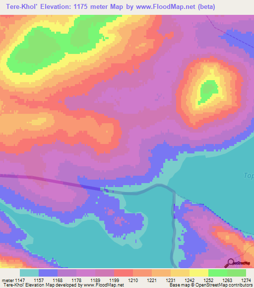 Tere-Khol',Russia Elevation Map