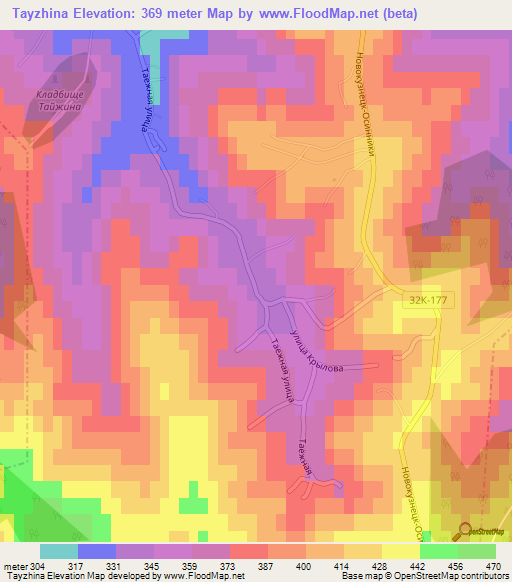 Tayzhina,Russia Elevation Map