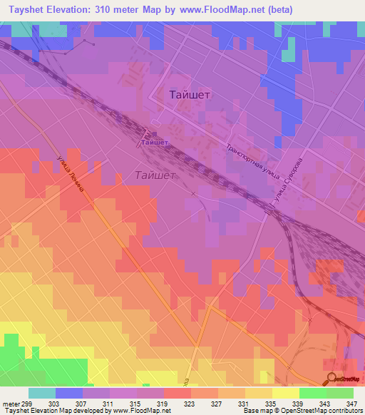 Tayshet,Russia Elevation Map