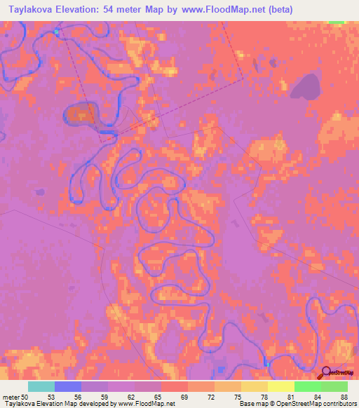 Taylakova,Russia Elevation Map