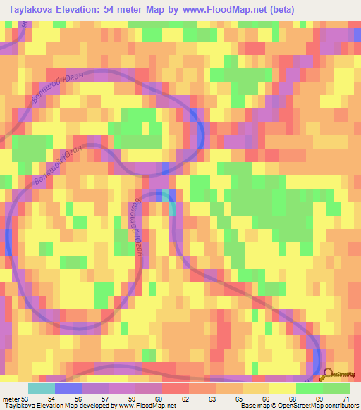 Taylakova,Russia Elevation Map