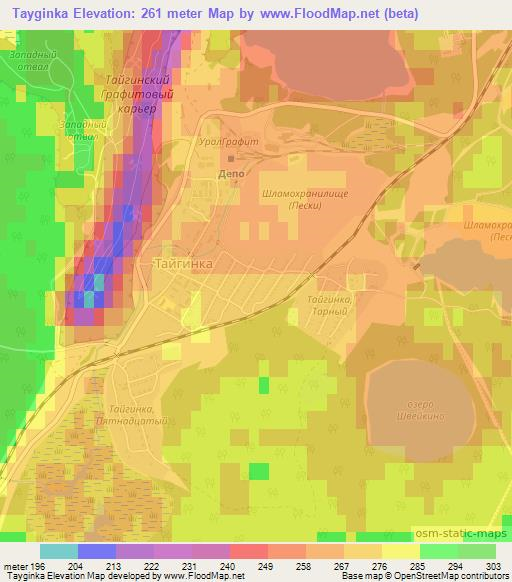 Tayginka,Russia Elevation Map