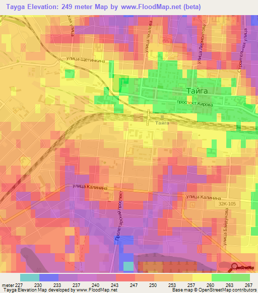 Tayga,Russia Elevation Map