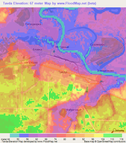 Tavda,Russia Elevation Map