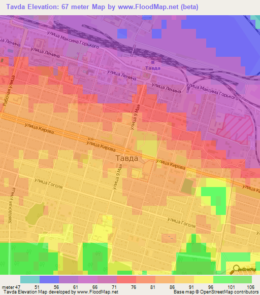 Tavda,Russia Elevation Map