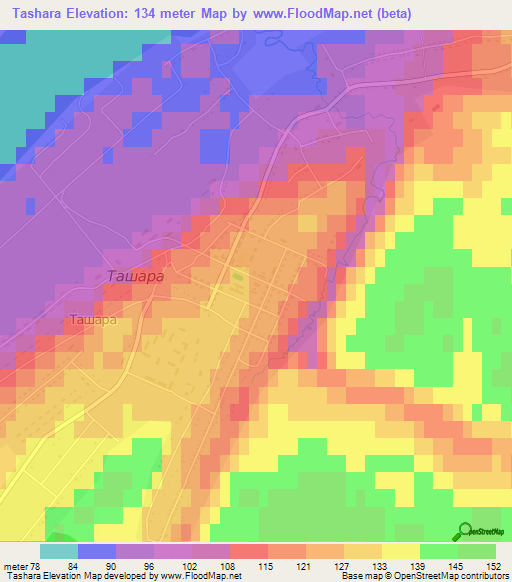 Tashara,Russia Elevation Map