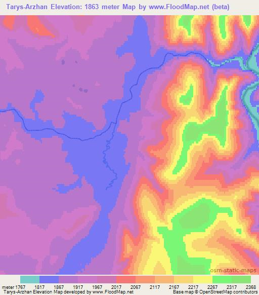 Tarys-Arzhan,Russia Elevation Map