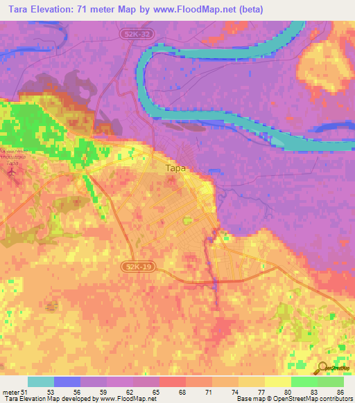 Tara,Russia Elevation Map