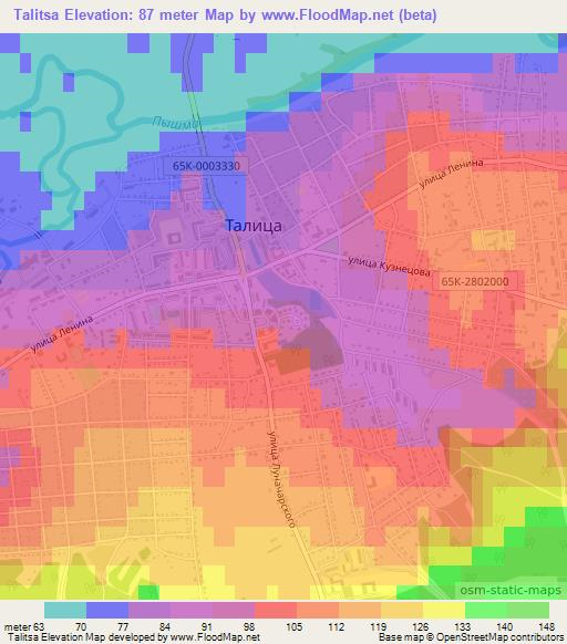 Talitsa,Russia Elevation Map