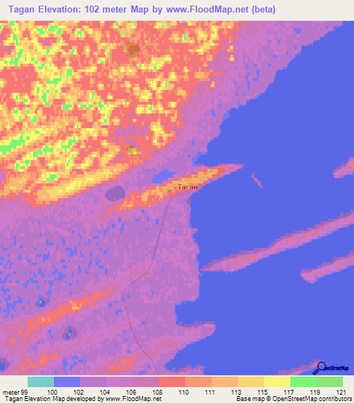 Tagan,Russia Elevation Map