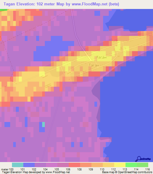 Tagan,Russia Elevation Map